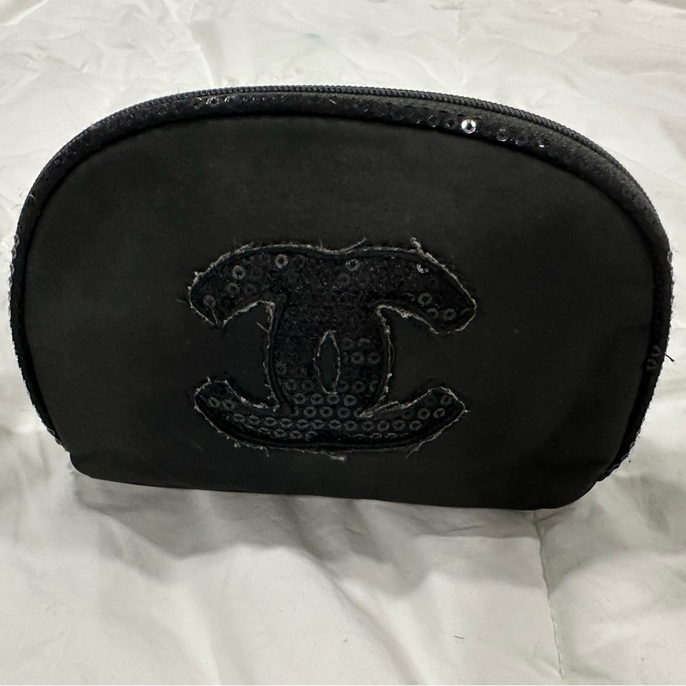 CHANEL Sequin CC Logo Pouch Bag Pochette